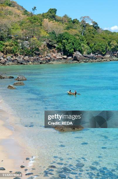 Boatman back on the coast to Nosy Komba . Madagascar. Africa.