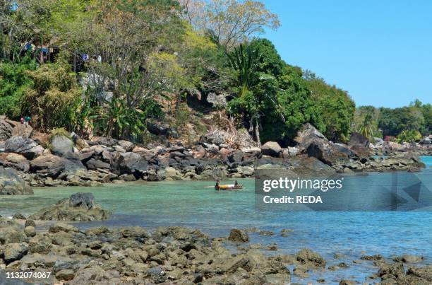 Boatman back on the coast to Nosy Komba . Madagascar. Africa.