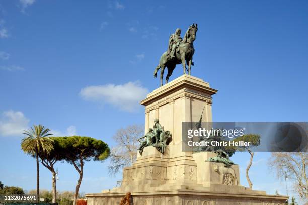 equestrian monument to garibaldi janiculum hill or park rome italy - giuseppe garibaldi stock pictures, royalty-free photos & images