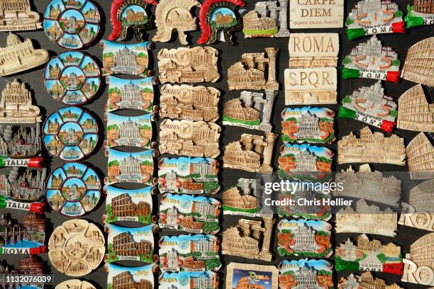 fridge magnet souvenirs rome italy - souvenir magnet stock pictures, royalty-free photos & images