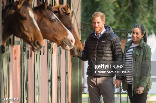 Prince Harry, Duke of Sussex and Meghan, Duchess of Sussex visit the Moroccan Royal Federation of Equestrian Sports to learn more about Morocco’s...