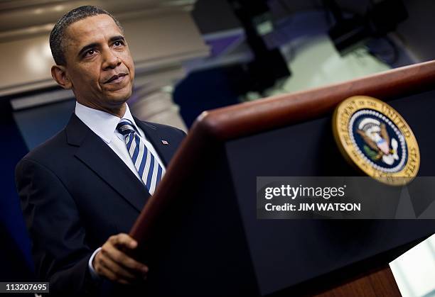 President Barack Obama makes a statement on the release of his long-form birth certificate in the Brady press briefing room at the White House in...