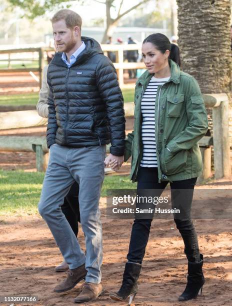 Prince Harry, Duke of Sussex and Meghan, Duchess of Sussex visit the Moroccan Royal Federation of Equestrian Sports to learn more about Morocco’s...