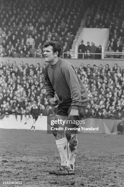 Scottish goalkeeper Tommy Lawrence of Liverpool FC, UK, 26th February 1969.