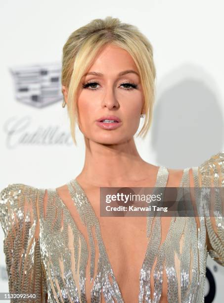 Paris Hilton attends the 27th annual Elton John AIDS Foundation Academy Awards Viewing Party Celebrating EJAF And The 91st Academy Awards on February...