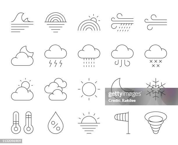 weather - thin line icons - lunar rainbow stock illustrations