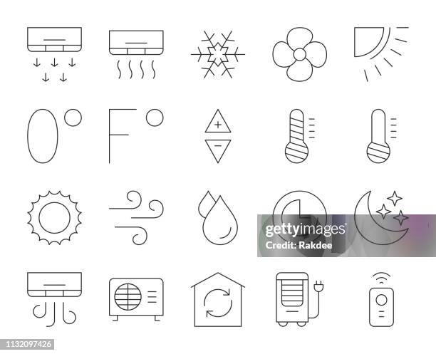 air conditioner - thin line icons - humidity stock illustrations