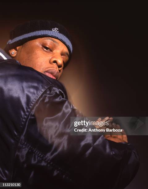 Close-up portrait of American rapper Jay-Z , New York, New York, 2000.