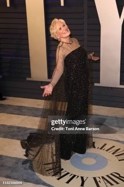 Glenn Close attends the 2019 Vanity Fair Oscar Party hosted by Radhika Jones at Wallis Annenberg Center for the Performing Arts on February 24, 2019...