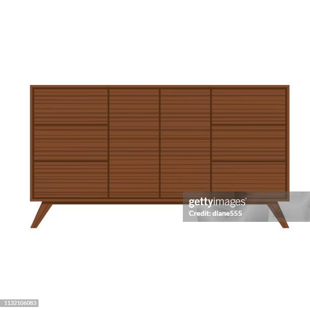 bildbanksillustrationer, clip art samt tecknat material och ikoner med mitten av århundradet moderna sideboard eller buffé - buffet table