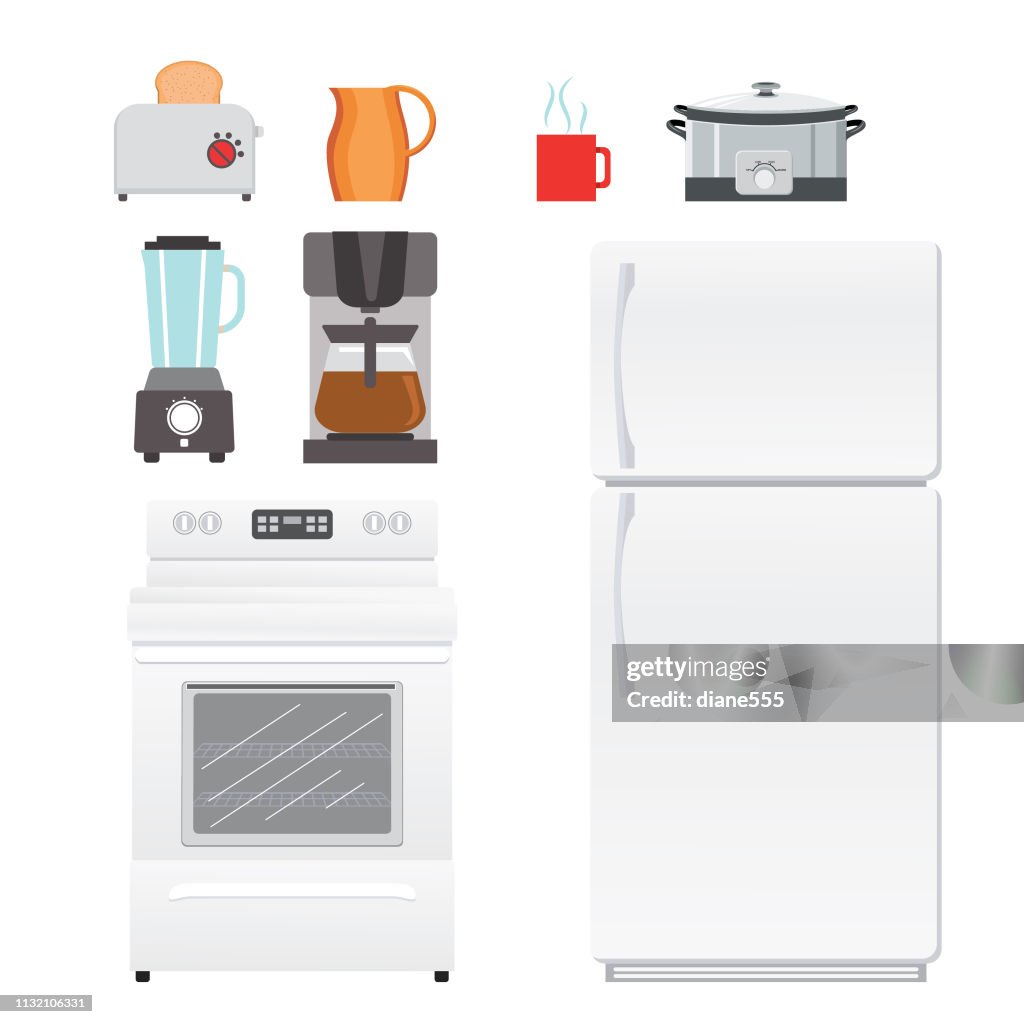 Kitchen Objects Examples Set Of Kitchen Objects And Appliances High-Res Vector Graphic - Getty ...