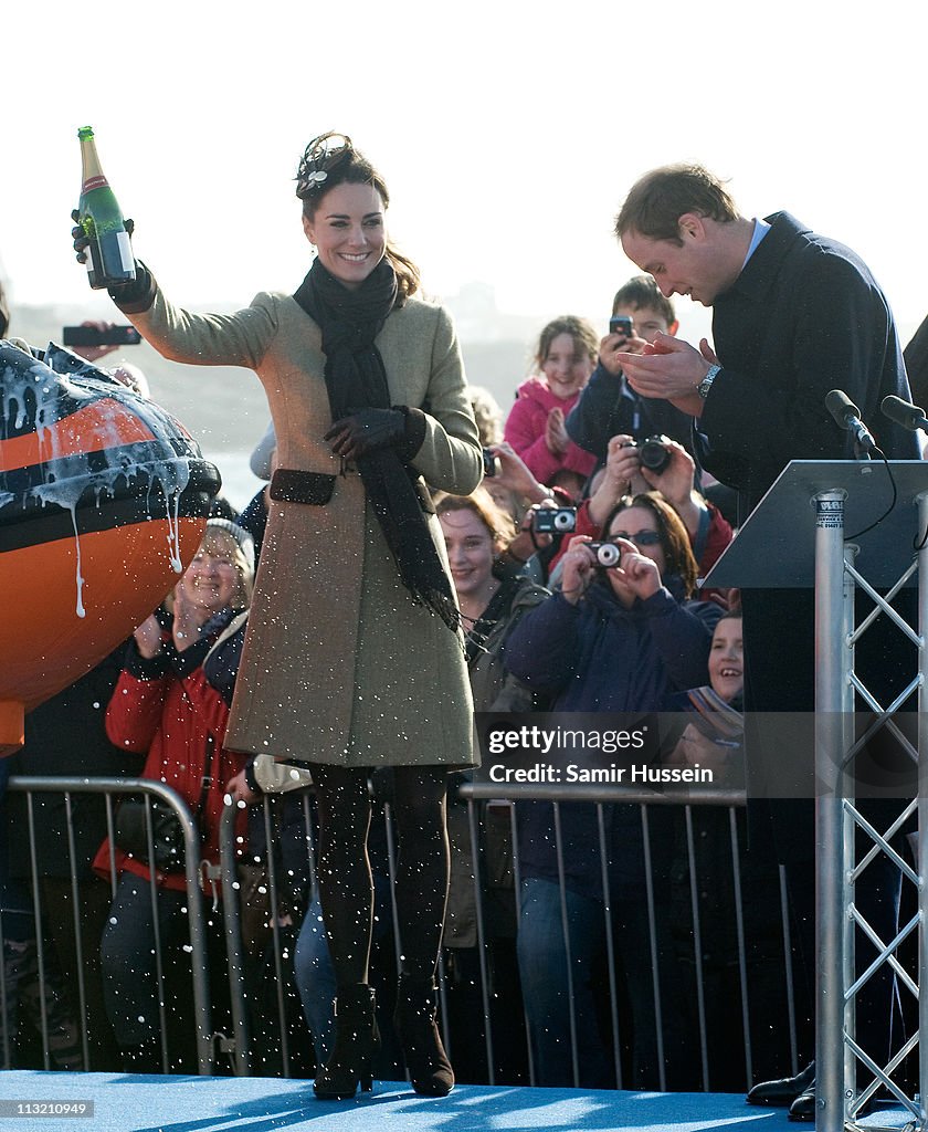 Prince William and Miss Catherine Middleton visit Trearddur Bay RNLI Lifeboat Station