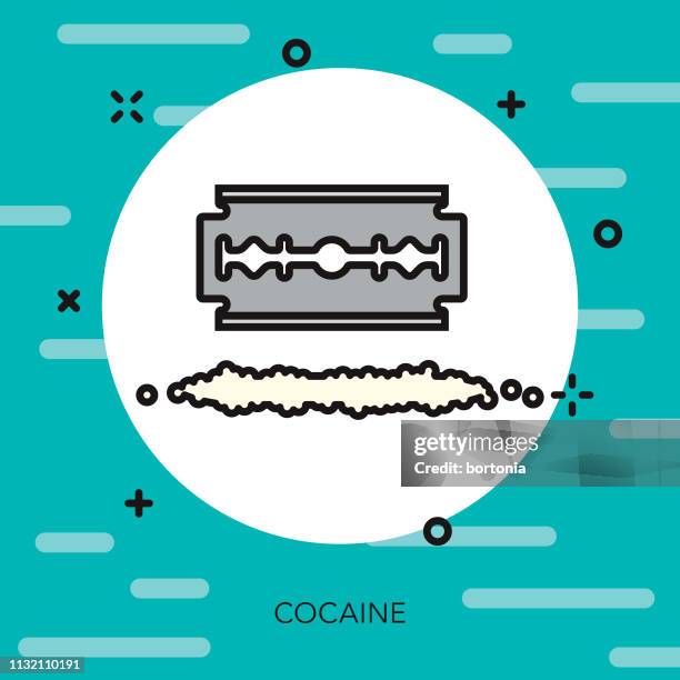 cocaine drugs thin line icon - snorting stock illustrations