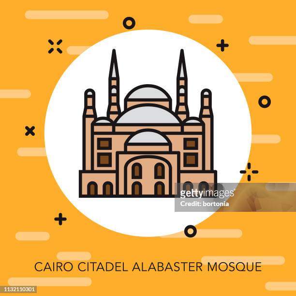 cairo citadel egypt icon - alabaster mosque stock illustrations