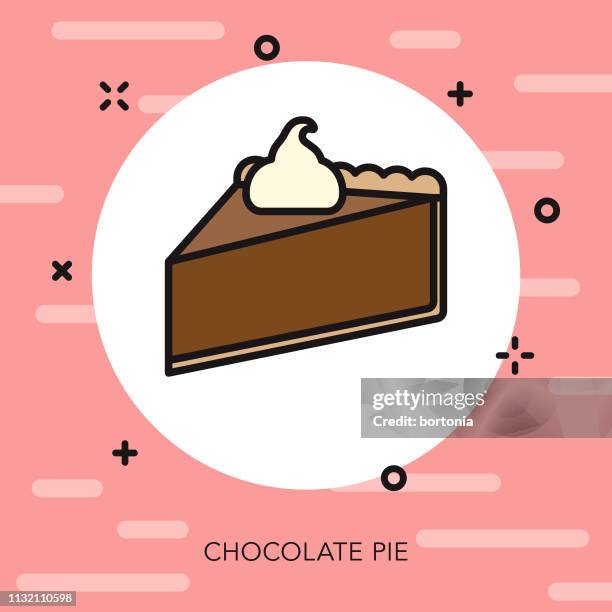 stockillustraties, clipart, cartoons en iconen met chocolade pie dunne lijnpictogram - chocolate pie