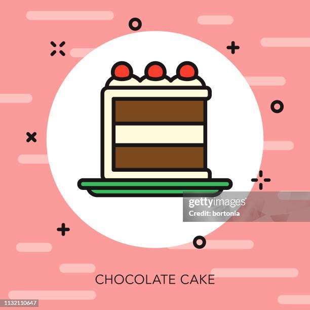 chocolate cake thin line icon - layer cake stock illustrations