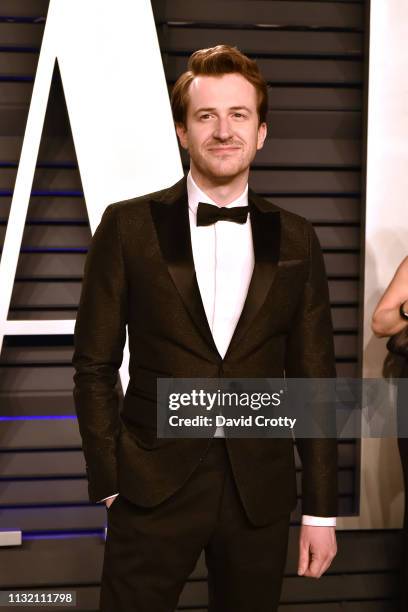 Joseph Mazzello attends the 2019 Vanity Fair Oscar Party at Wallis Annenberg Center for the Performing Arts on February 24, 2019 in Beverly Hills,...