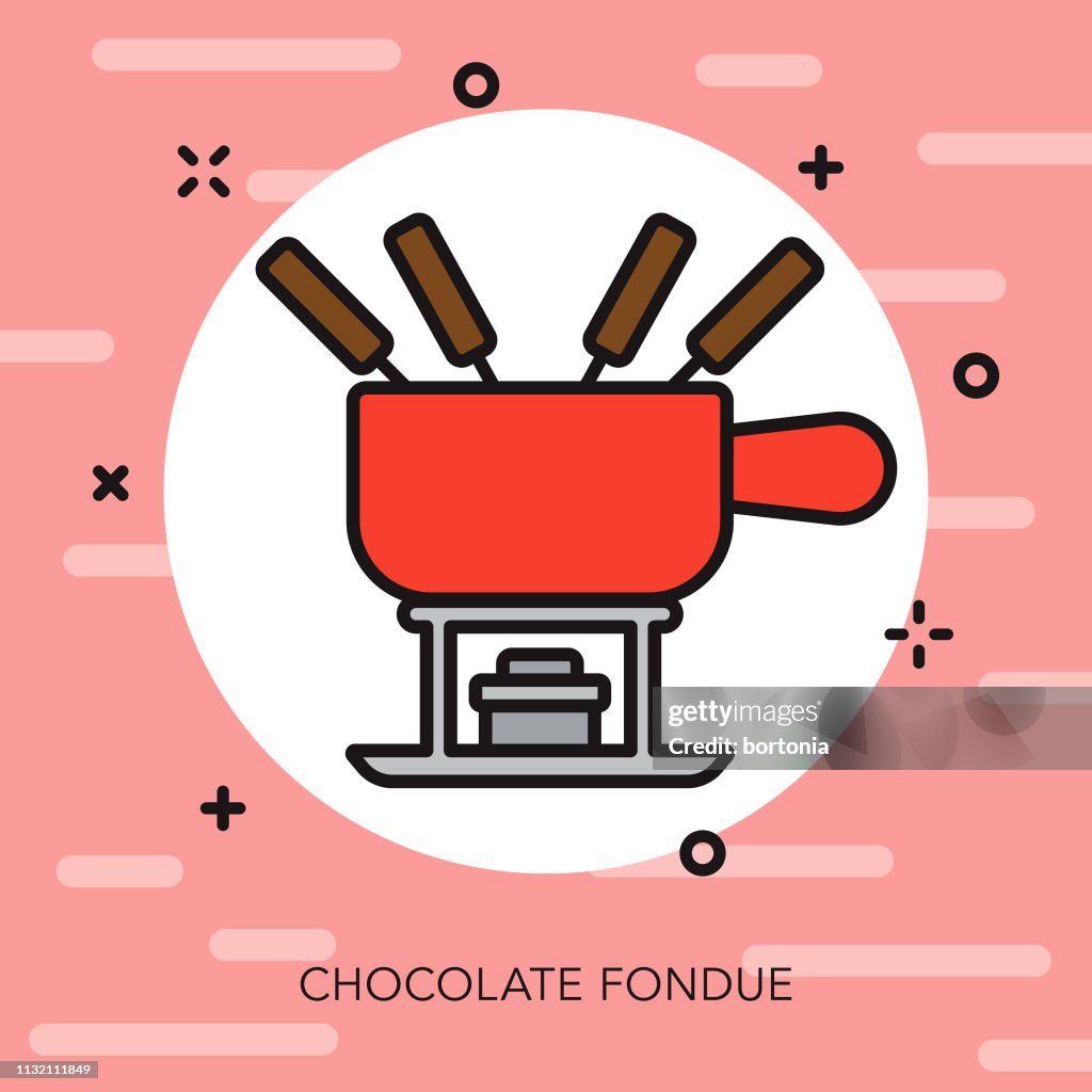 Ícone da linha fina do fondue de chocolate