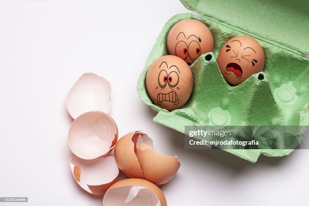 Scared eggs waiting to be cooked
