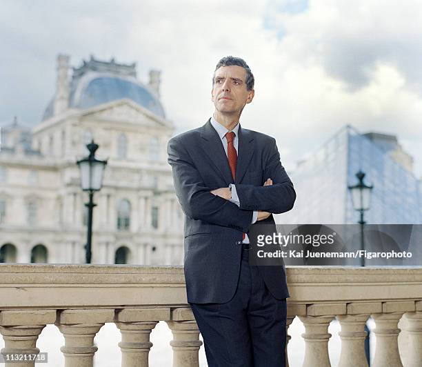 Director of the Louvre Museum, Henri Loyrette, photographed in front of the Louvre for Madame Figaro on March 1, 2007 in Paris, France. Published...