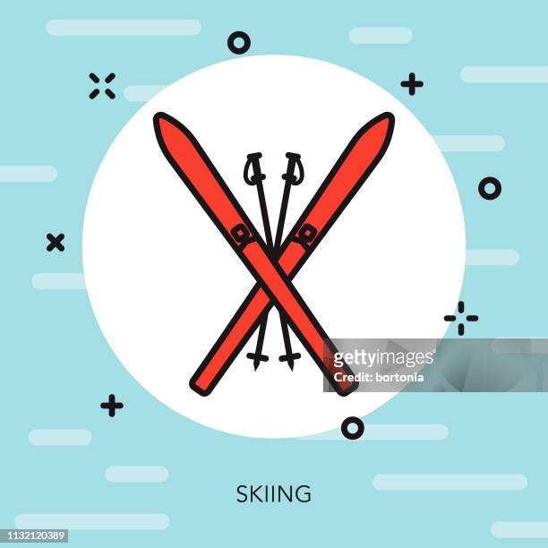 スキーウィンタースポーツアイコン - スキーストック点のイラスト素材／クリップアート素材／マンガ素材／アイコン素材