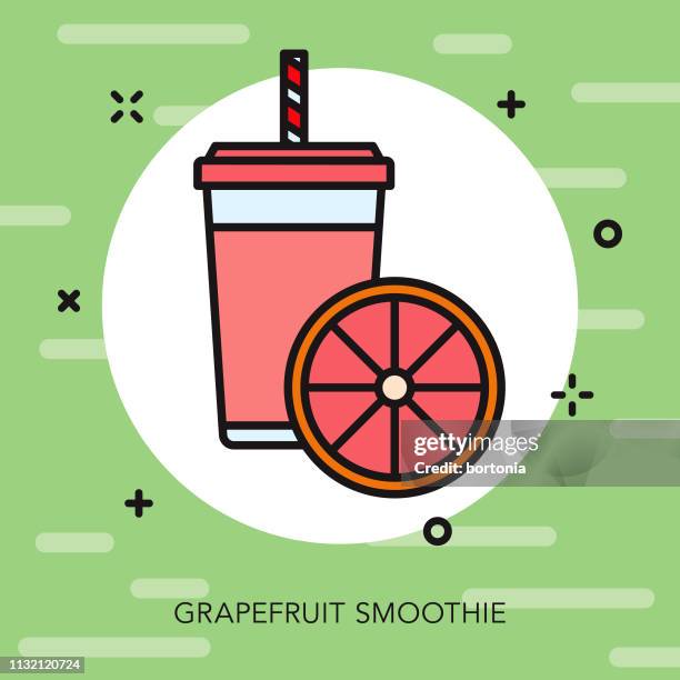 ilustrações, clipart, desenhos animados e ícones de ícone do smoothie da pamplumossa - pomelo rosa