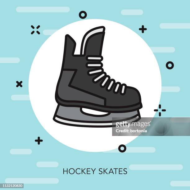 hockey skates winter sports icon - flat shoe stock illustrations