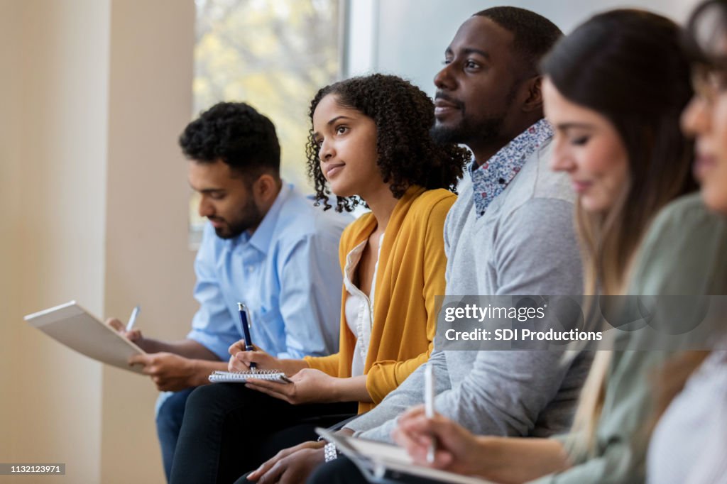 Group of business people concentrate during training class