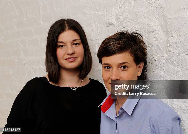 Mona Nicoara and Miruna Coca-Cozma visit the Tribeca Film Festival 2011 portrait studio on April 27, 2011 in New York City.