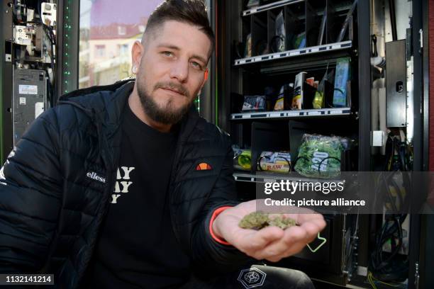 March 2019, Rhineland-Palatinate, Trier: Kai Schmieder, owner of the cannabis vending machine installed in the German city of Trier. Photo: Harald...