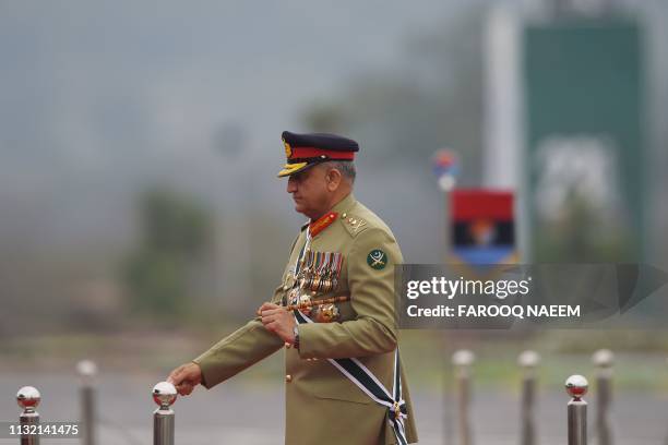 Pakistan Army Chief General Qamar Javed Bajwa arrives to attend the Pakistan Day parade in Islamabad on March 23, 2019. - Pakistan National Day...