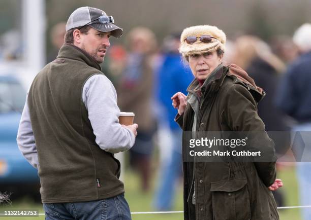 Princess Anne, Princess Royal and Peter Phillips attend the Land Rover Novice & Intermediate Horse Trials at Gatcombe Park on March 23, 2019 in...