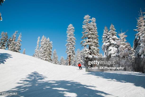 ski down the slope - nevada winter stock pictures, royalty-free photos & images