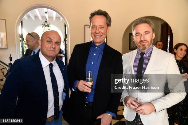 Nigel Daly, OBE Richard E. Grant and Michael Howells British Consul General in Los Angeles attend the Reception For UK Oscars Nominees at British...