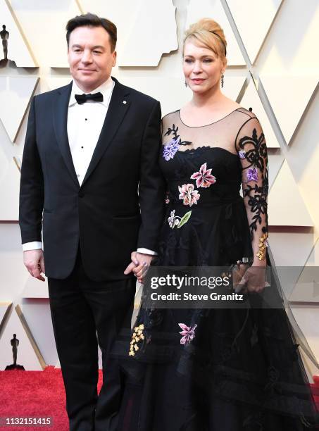 Mike Myers and Kelly Tisdale arrives at the 91st Annual Academy Awards at Hollywood and Highland on February 24, 2019 in Hollywood, California.