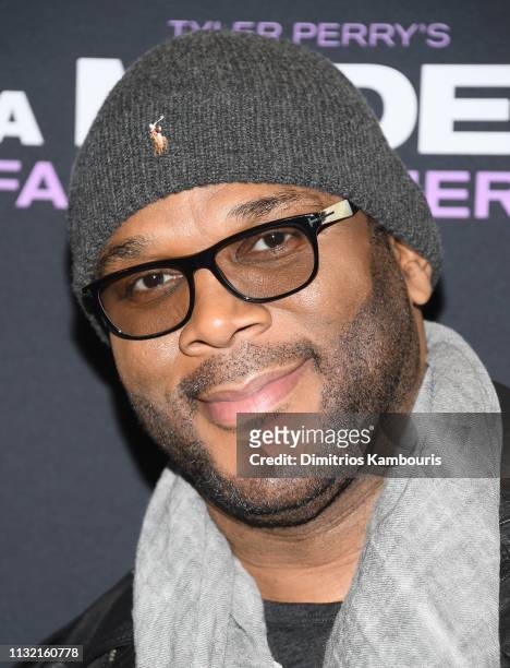 Tyler Perry attends a screening for Tyler Perry's "A Madea Family Funeral at SVA Theater on February 25, 2019 in New York City.