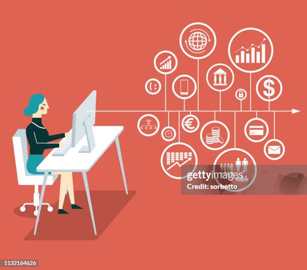 big data - businessman - dashboard screen stock illustrations