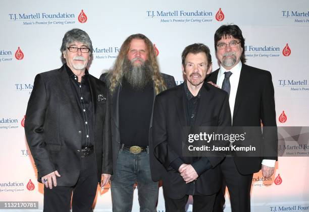 Randy Owen of Alabama, Jamey Johnson and Jeff Cook and Teddy Gentry of Alabama attend the 11th Annual T.J. Martell Foundation Nashville Honors Gala...