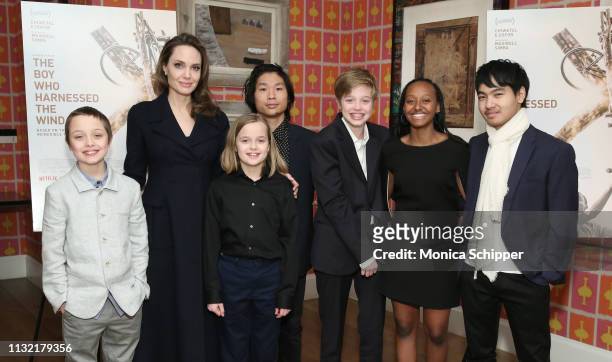 Angelina Jolie with children Knox Leon Jolie-Pitt, Vivienne Marcheline Jolie-Pitt, Pax Thien Jolie-Pitt, Shiloh Nouvel Jolie-Pitt, Zahara Marley...