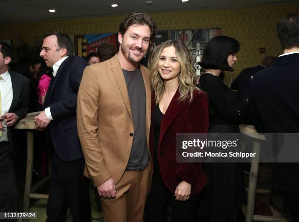 Landon Beard and Vanessa Ray attend "The Boy Who Harnessed The Wind" Special Screening hosted by Angelina Jolie at Crosby Street Hotel on February...