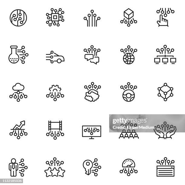 technology and circuit board icon set - artificial intelligence car stock illustrations