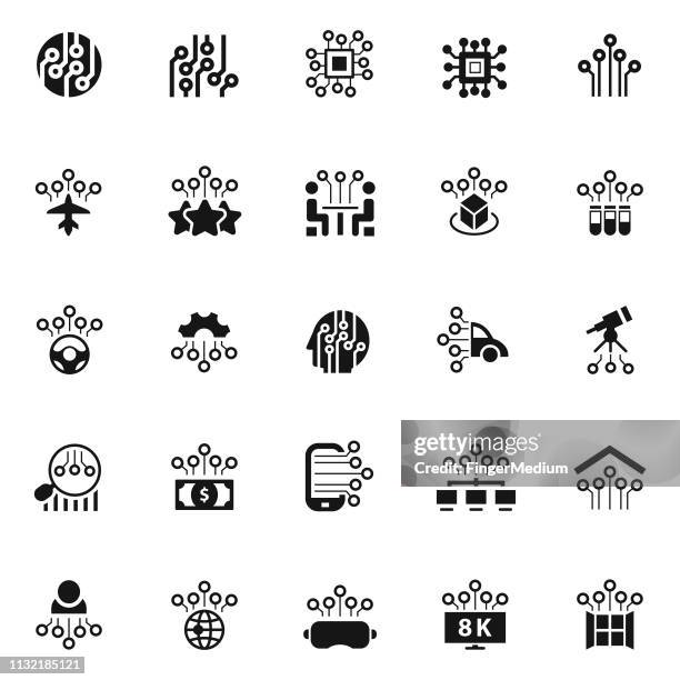 technology icons - artificial intelligence logo stock illustrations