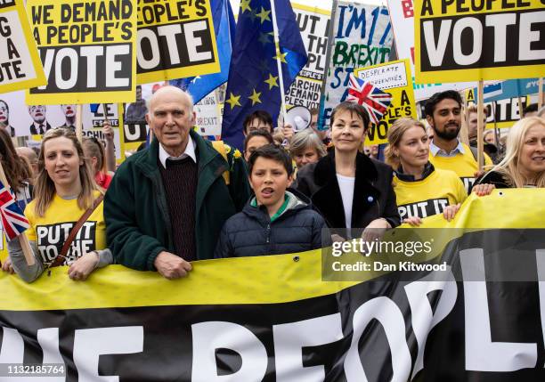 Protesters including Leader of the Liberal Democrats Sir Vince Cable MP , and the Green Party's Caroline Lucas take part in the Put It To The People...