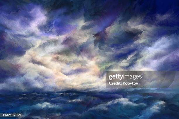 storm sea - strong wind stock illustrations
