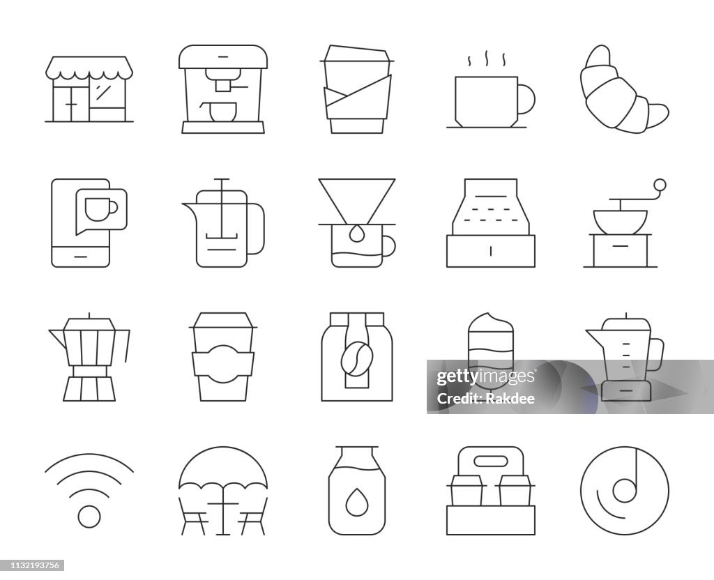 Coffee Shop - Thin Line Icons