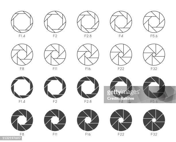 size of aperture set 3 - multi thin icons - aperture stock illustrations