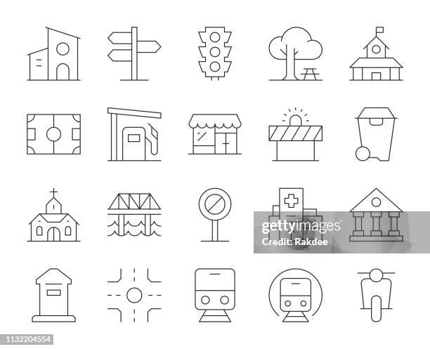 city element - thin line icons - public mailbox stock illustrations