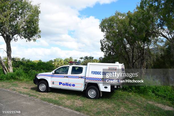 Police car is seen at the site where two young boys drowned on February 26, 2019 in Townsville, Australia. The bodies of the brothers, aged 3 and 5,...