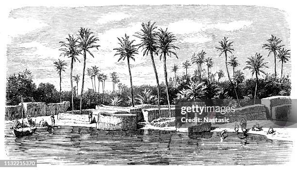 ilustraciones, imágenes clip art, dibujos animados e iconos de stock de alrededores de bagdad - embarcadero