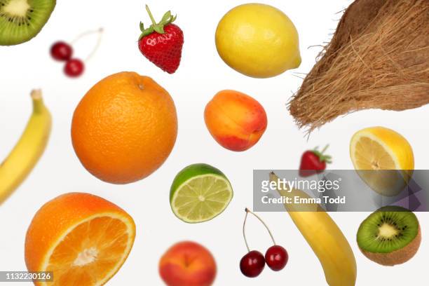 flying fruits - flying kiwi stock pictures, royalty-free photos & images